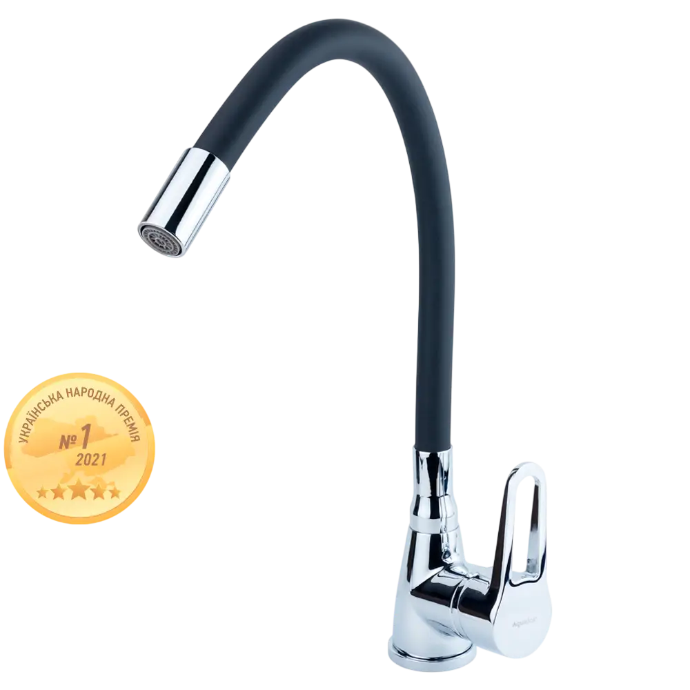 Змішувач HL Ø35 для кухні гусак силіконовий на гайці AQUATICA HL-4B530C
