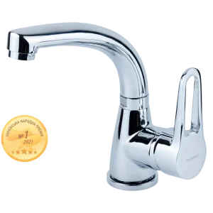 Змішувач HL Ø35 для раковини гусак вигнутий на гайці AQUATICA HL-1A230C