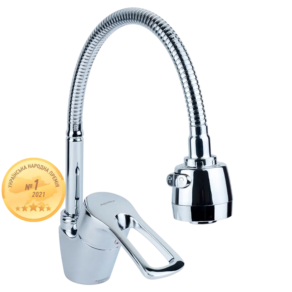 Змішувач ML Ø40 для кухні гусак гофрований на гайці AQUATICA ML-4B644C