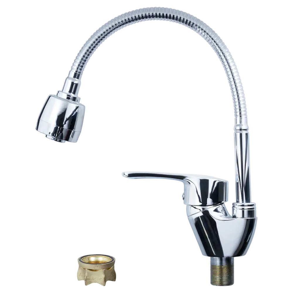 Змішувач ML Ø40 для кухні гусак гофрований на гайці AQUATICA ML-4B644C - Зображення 2