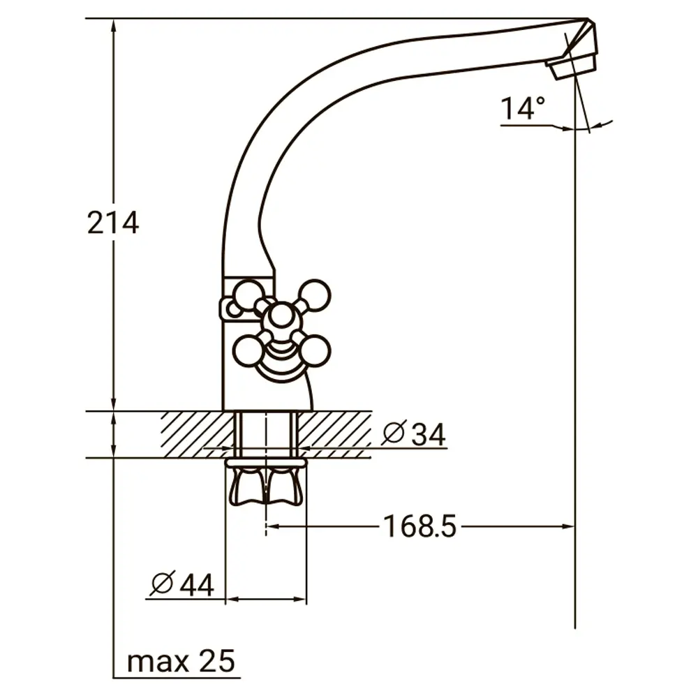 Змішувач PL 1/2" для кухні Г-гусак на гайці AQUATICA PL-4B255C - Зображення 2