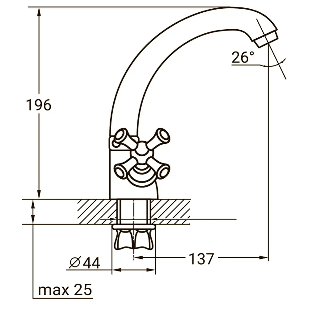 Змішувач PL 1/2 "для кухні гусак короткий вухо на гайці AQUATICA PL-4B355C - Зображення 3