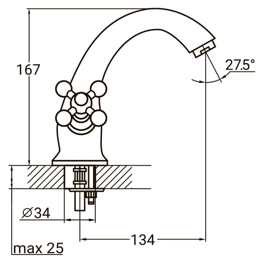 Змішувач PL 1/2" для раковини литий на шпильці AQUATICA PL-2A155C - Зображення 2