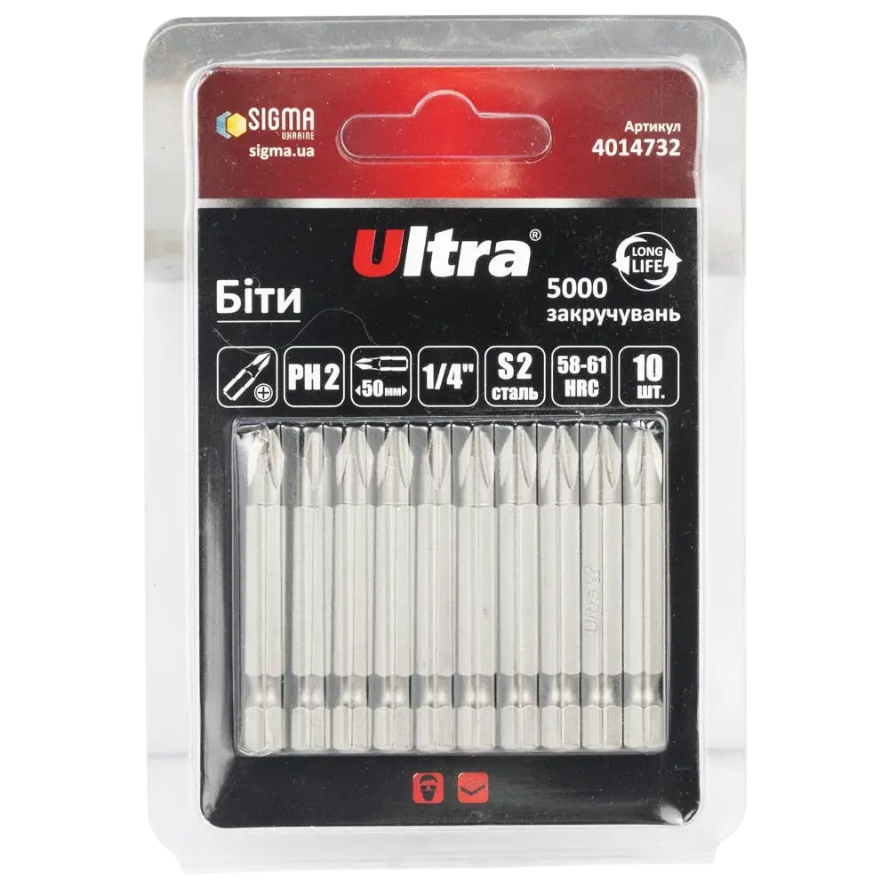 Біти PH2×50мм ¼" S2 ULTRA - Зображення 2