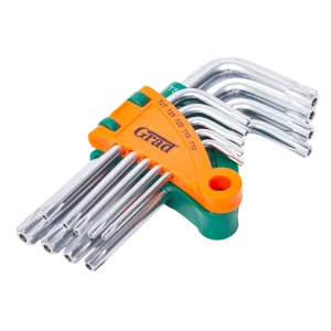Ключі TORX 9шт T10-T50мм CrV (короткі з отвором) GRAD