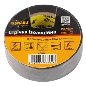 Стрічка ізоляційна ПВХ (чорна) 0.13мм×19мм×10м Premium SIGMA
